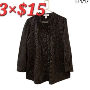 NorthStyle womens peplum striped button down Black and white size 1X